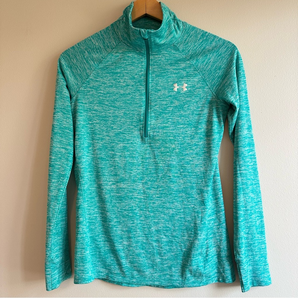 Under Armour, Quarter-Zip, Aqua Heathered Color, Women's Size Small
